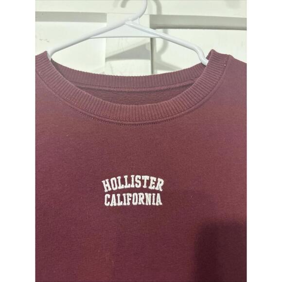 Hollister Cropped Sweatshirt Popover Women’s Small Burgundy Y2K - Picture 5 of 6